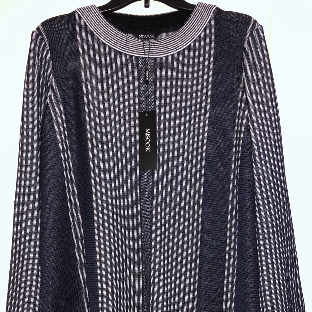 NWT Misook blue striped sweater.